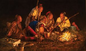 Robert Griffing After The Trade, Native American camp scene