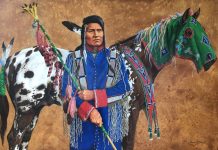 marianne millar thunder rolling over mountain native american indian horse beaded acrylic painting