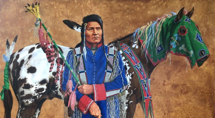 marianne millar thunder rolling over mountain native american indian horse beaded acrylic painting