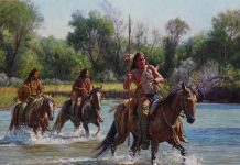 Martin Grelle Warriors On The Greasy Grass Native American horses western oil painting Briscoe Museum