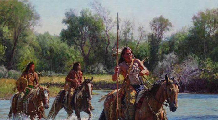 Martin Grelle Warriors On The Greasy Grass Native American horses western oil painting Briscoe Museum