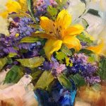 hedi moran from a friend's garden flower still life oil painting