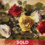 Robert Johnson Five Roses floral flowers still life oil painting