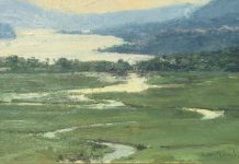 Skip Whitcomb Hudson River West Point landscape mountains oil painting