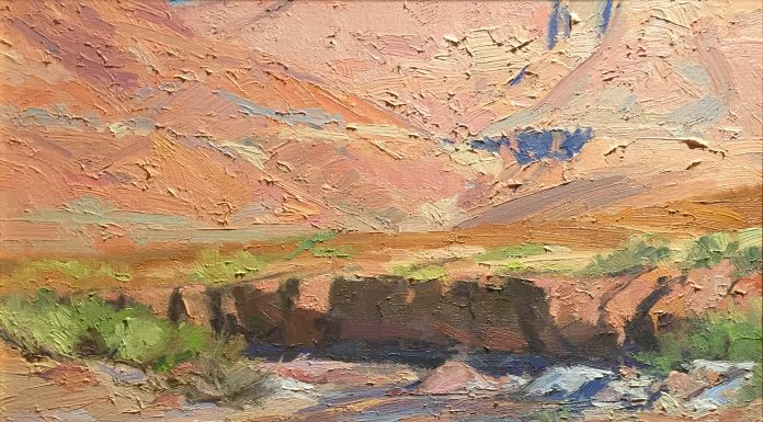 Skip Whitcomb Last Night's Rain desert river stream western oil landscape painting