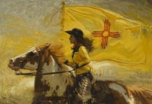 Nancy Boren In The Land of The Yellow Sky oil painting woman on horse western woman artist