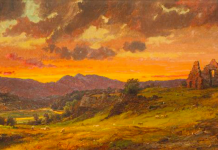 Jasper Francis Cropsey (1823–1900) "Ruins At Sunset, 1872 oil painting landscape