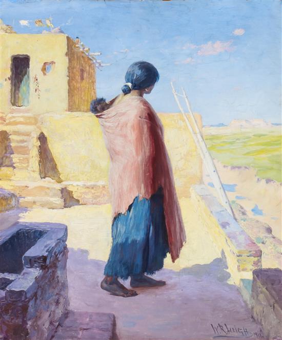 William Robinson Leigh, W.R. Leigh, Native American woman, pueblo, Native American art