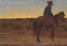 Maynard Dixon Daybreak cowboy on horse western landscape painting