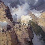 Ralph Oberg "The Enlightened" wildlife painting mountain goats