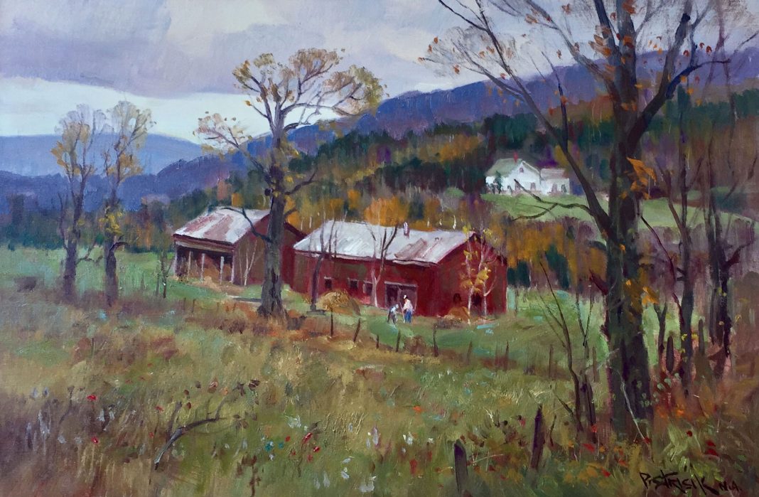 Paul Strisik Two Barns Waterville Vermont landscape painting