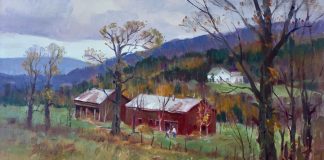 Paul Strisik Two Barns Waterville Vermont landscape painting