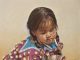 Ann Hanson A Soft Touch Native American Indian girl petting horse on saddle western oil painting