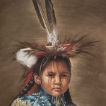 Ann Hanson Shadow Dancer Native American dance feathers western oil painting