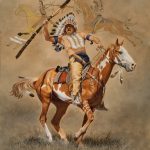 Ann Hanson strong medicine Native American horse oil painting