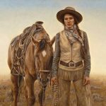 carrie ballantyne sagebrush and silk cowgirl woman horse western oil painting