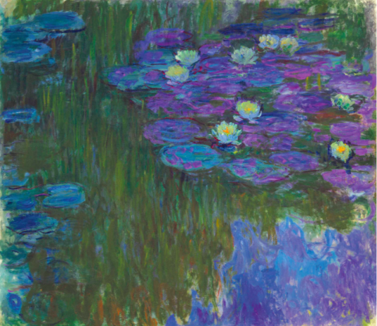 Claude Monet "Nymphéas en Fleur" oil painting water lilies pond reflection