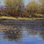 dan young across the colorado river trees landscape oil painting