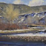 Dan Young Last Of The Snow landscape trees river stream oil painting