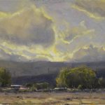 dan young spring sky drama landscape oil painting