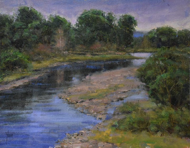 Dan Young Summer Moisture stream river brook water snow melt landscape oil painting