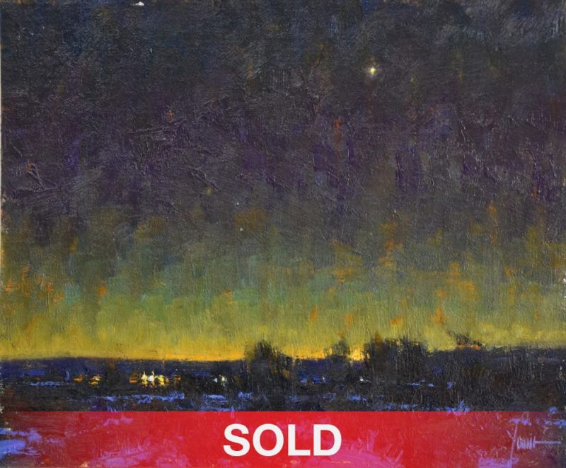 Dan Young The Morning Star sunrise show moon landscape oil painting sold