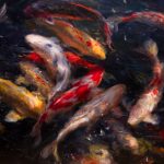 Derek penix swirling coi fish oil painting