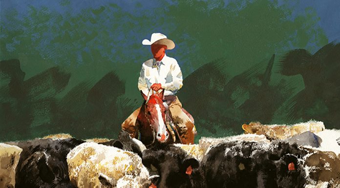 don weller quietly among the cows watercolor painting cowboy horse cows western southwest art magazine