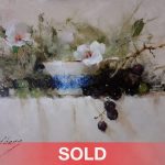 Jean Chambers Cup With Grapes and flowers still life oil painting floral flower still-life sold