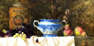 Jean Chambers Soup Tureen stillife still life painting pears china oil painting