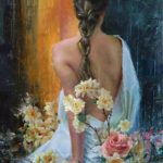 kyle stuckey in the light figure woman flowers oil painting