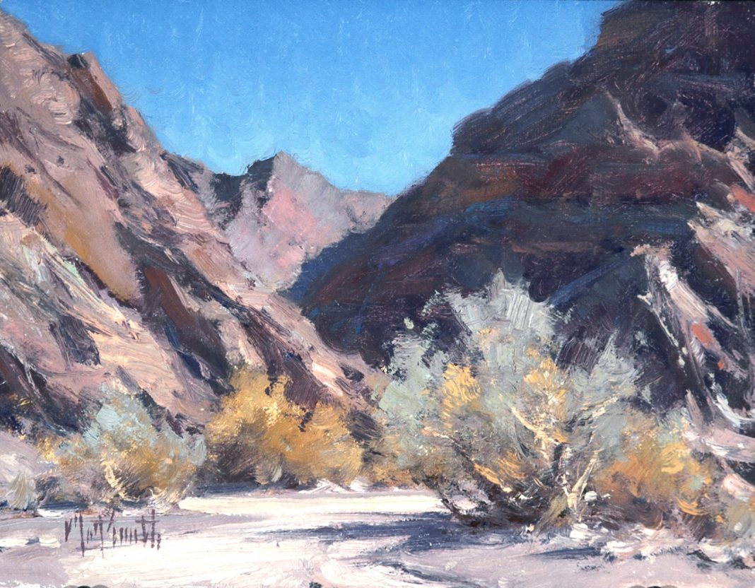 matt smith the mojave desert wash landscape oil painting cacti