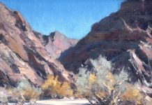 matt smith the mojave desert wash landscape oil painting cacti