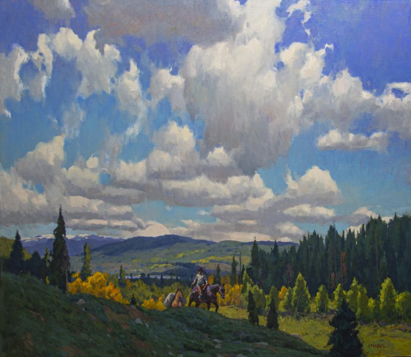 Phil Starke A Day In The Clouds Colorado high mountain cowboy horse western landscape oil painting