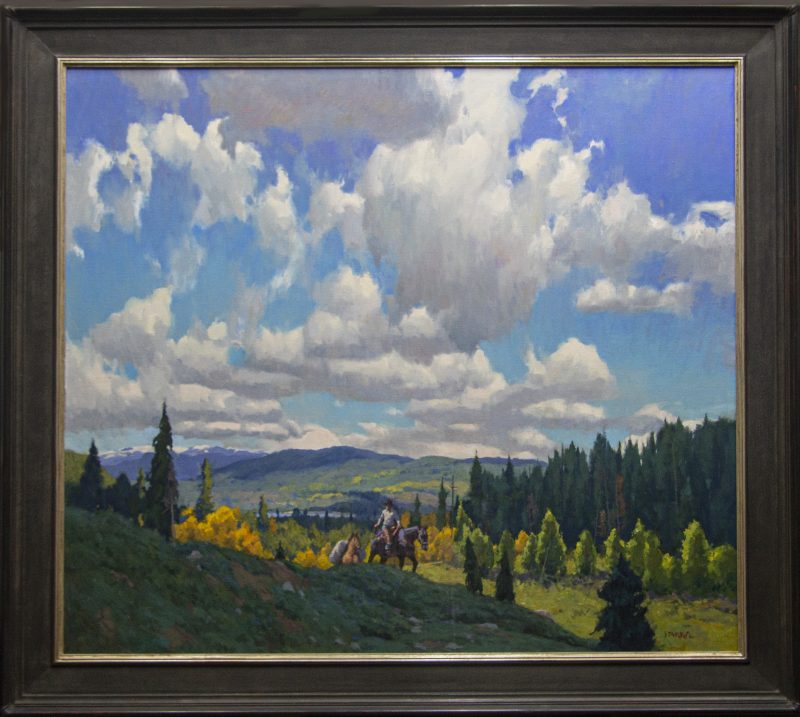 Phil Starke A Day In The Clouds Colorado high mountain cowboy horse western landscape oil painting framed