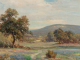Robert William Wood Texas Bluebonnets landscape trees path sky mountains oil painting Texas Art