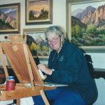 cynthia rigden artist at easel oil painting western art
