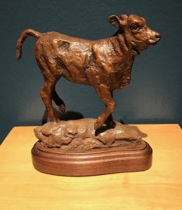 cynthia rigden sassy cow calf bronze sculpture western art