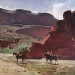 Mian Situ Following The Water Trail Canyon de Chelly National Monument mountains horses Native American Indian western landscape oil painting