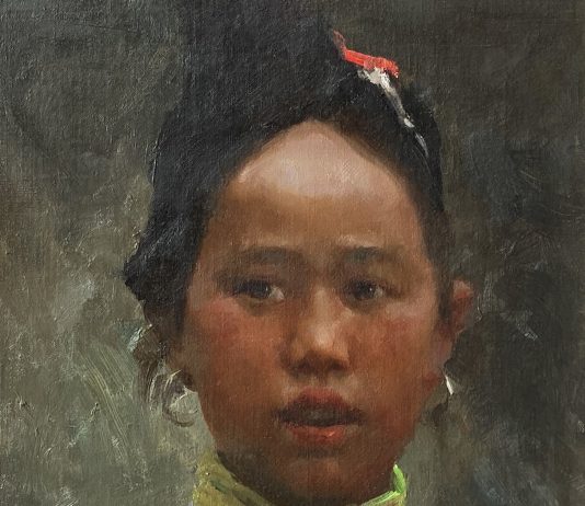 Mian Situ Miao Girl portrait figure figurative Asian Chinese oil painting