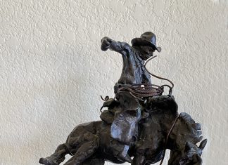 Fred Fellows When The Honeymoons Over cowboy bucking horse action western bronze sculpture