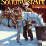 jim connelly cowboy white horse drinking corral southwest art magazine cover western oil painting