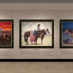 jim connelly colors of freedom triptych cowboy cowgirl American flag horse equine liberty patriotism western oil painting