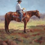 jim connelly made in the shade cowboy on horse equine western oil painting