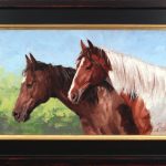 jim connelly two horse portrait equine framed western oil painting