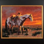 jim connelly sunset cowboy horse equine western oil painting