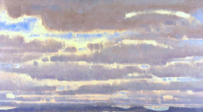 Jim Morgan Under A Wyoming Sky clouds mountains prairie landscape oil painting