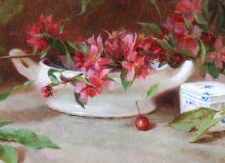 timothy thies apple blossoms stillife oil painting