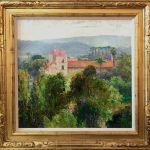 curt walters santa barbara mission trees architecture landscape oil painting