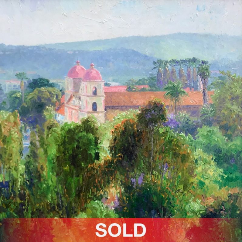 curt walters santa barbara mission architecture oil painting california